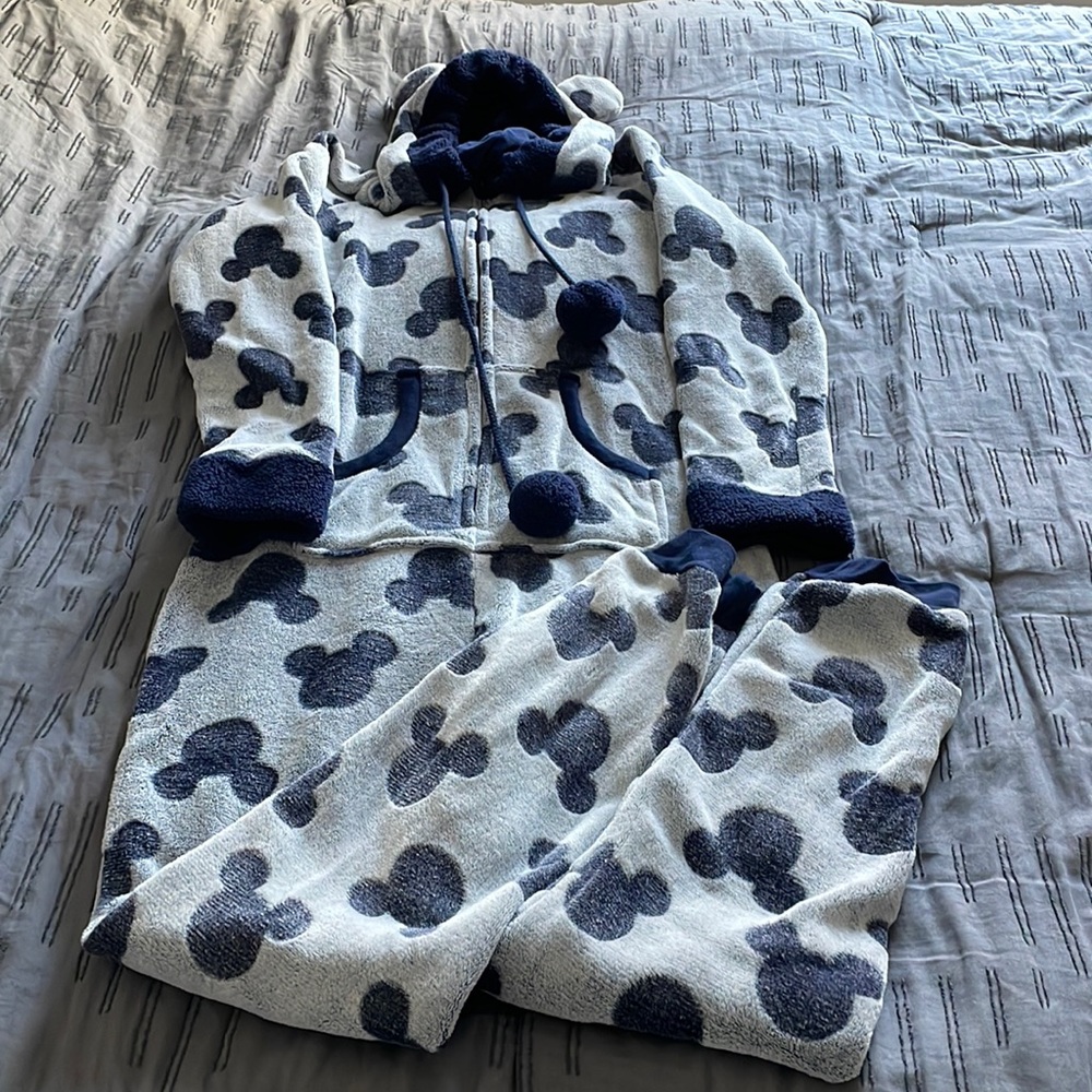 Disney Mickey Mouse Fleece Lined Hooded Pajama Onesie